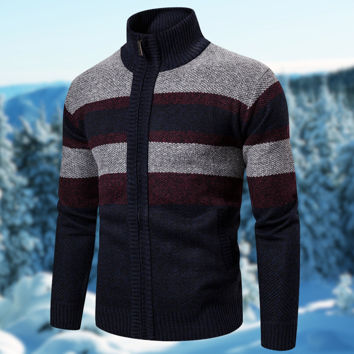 Men's Light-Weight Stripe-Detail Knit Pullover – Dark Navy