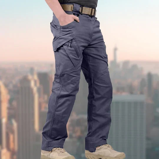 Men's Reinforced-Knee Straight-Cut Cargo Pants – Blue
