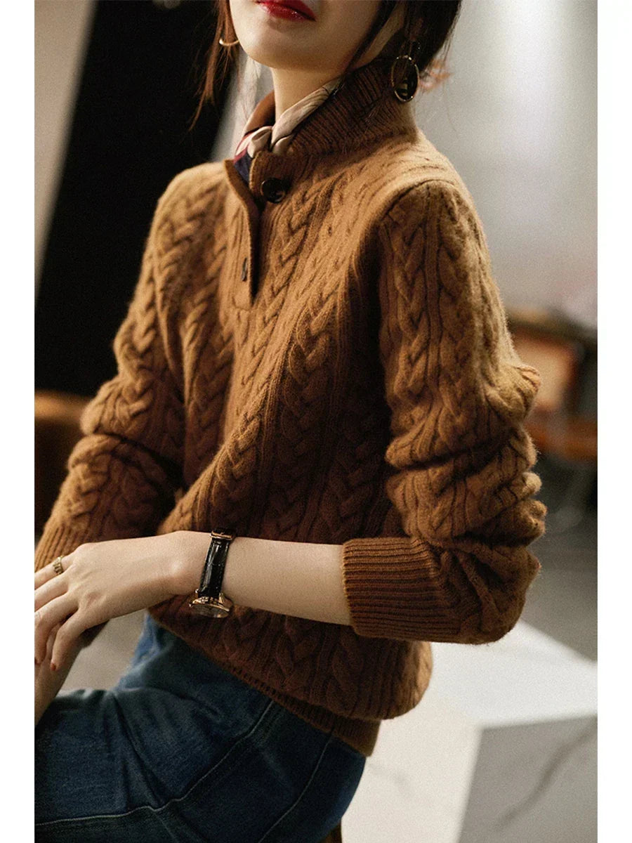 Women's Button-Up Cable-Knit Pullover – view 4
