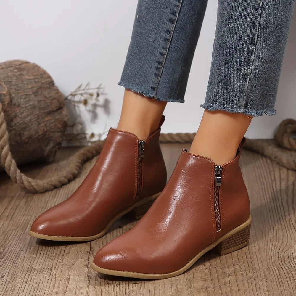Women's Support Wide-Fit Side-Zip Booties – Brown