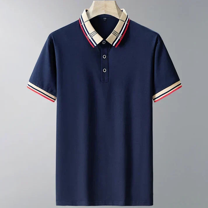 Men's Contrast Collar Short-Sleeve Polo Shirt for Evening Wear – view 8
