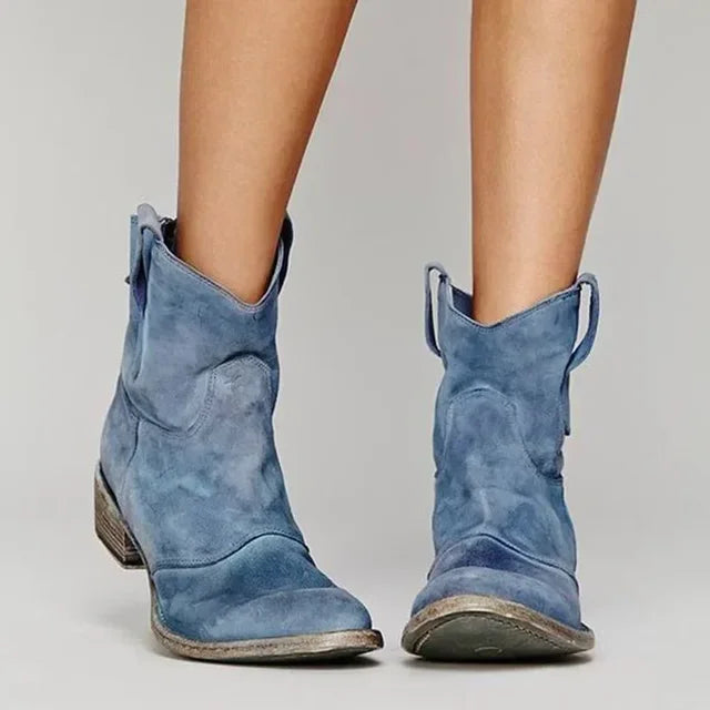 Women's Suede-Finish Western Booties – Blue