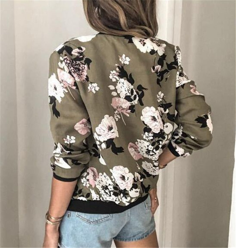Women's Flower-Print Full-Zip Bomber Jacket – view 2