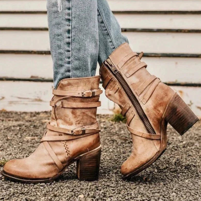 Women's Retro Suede-Style Cold-Weather Boots with Soft Lining – Khaki