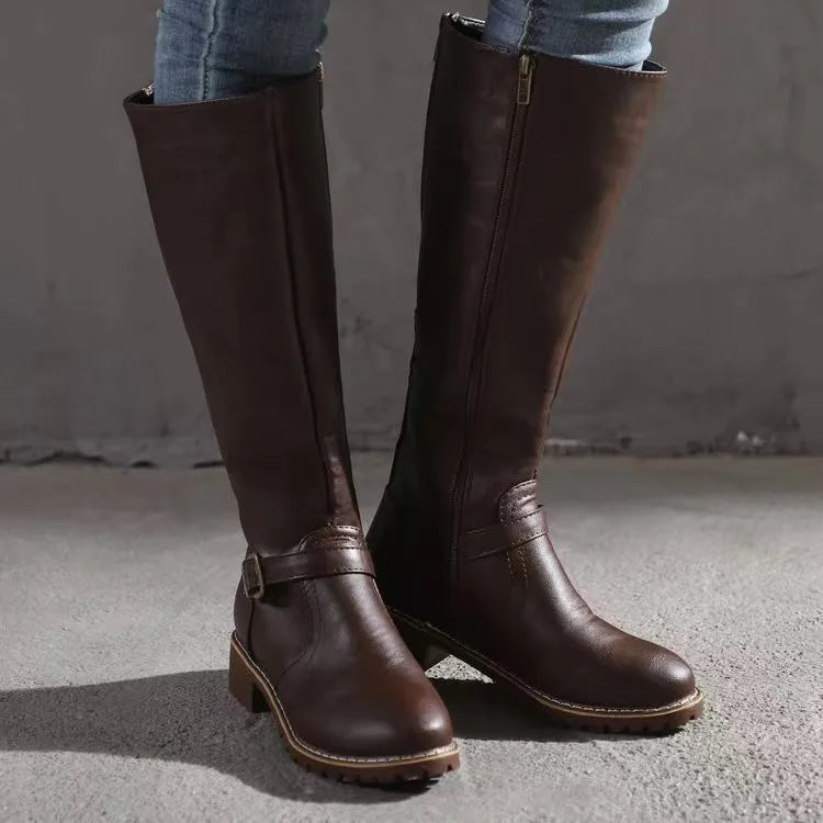 Women's Tall Leather Boots – Dark Brown