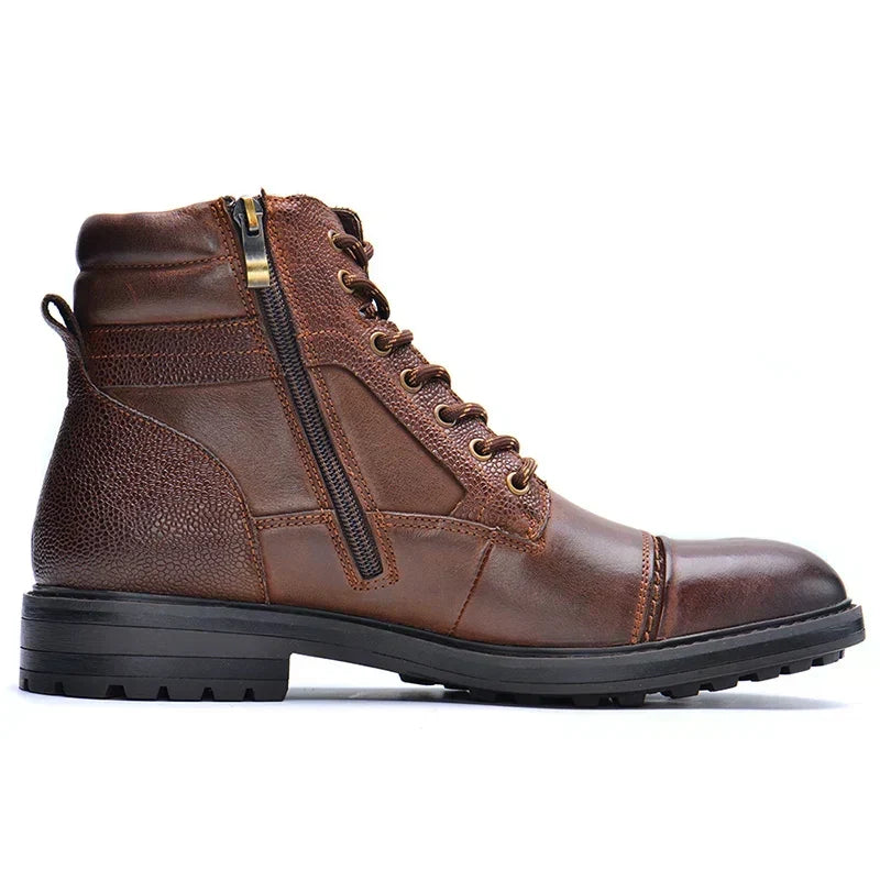 Men's Leather Side-Zip Work Boots for Fall – Brown