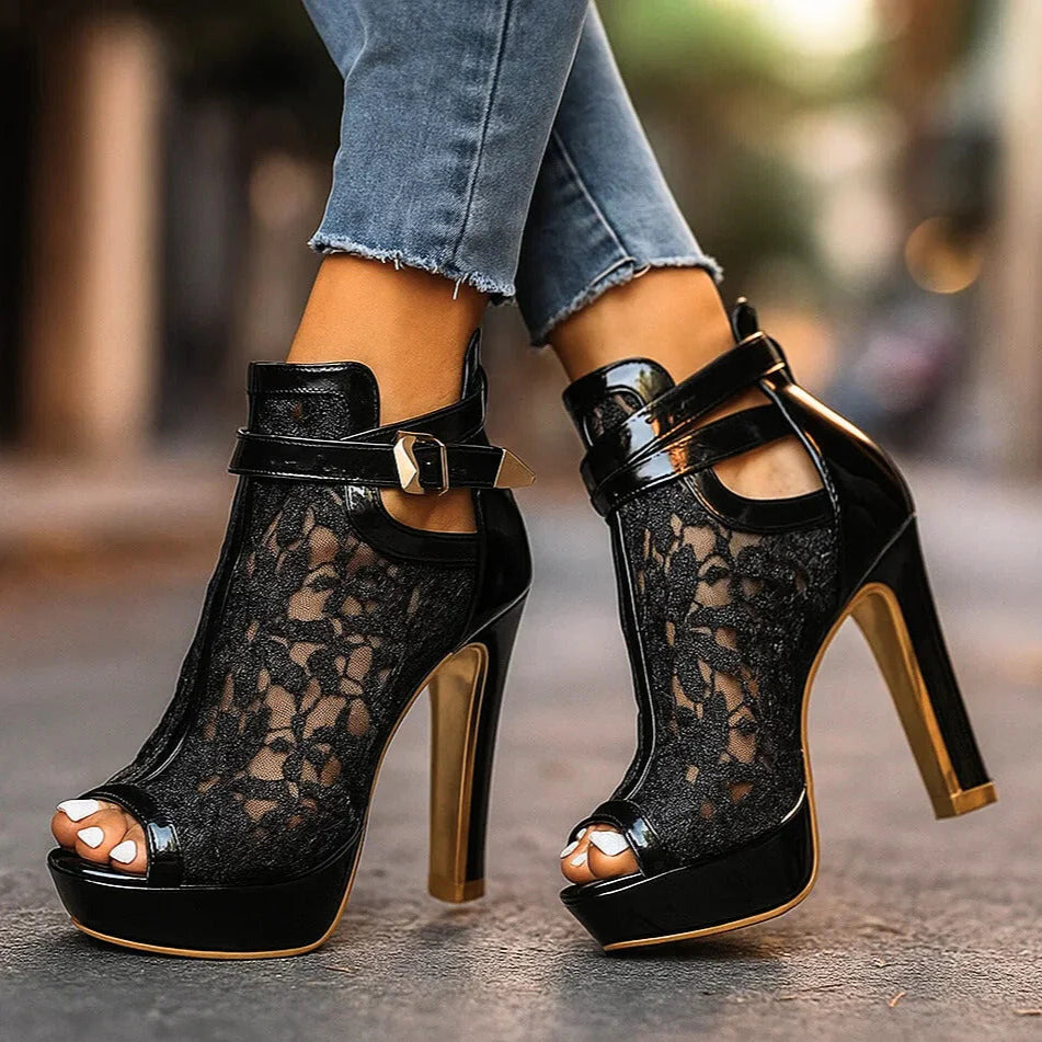 Women's Peep-Toe Platform-Sole Booties – view 4