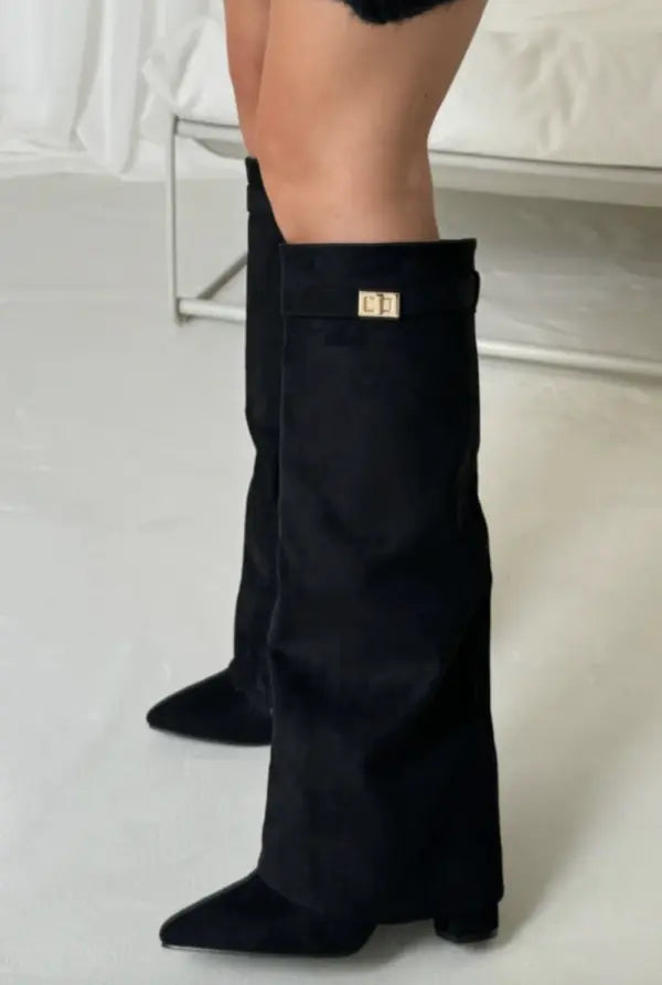 Women's Elegant Tall Boots for Walking – Black