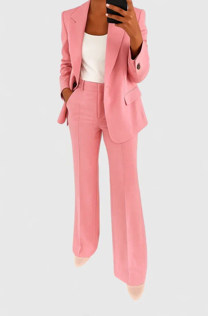 Women's Elegant Two Piece Suit Set for Evening Wear – Pink