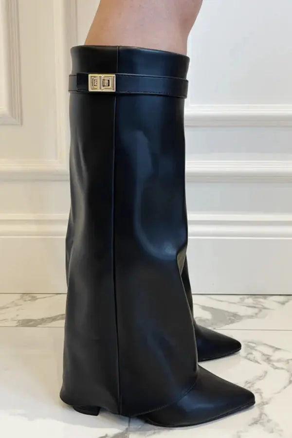 Women's Elegant Tall Boots for Walking – Black Leather