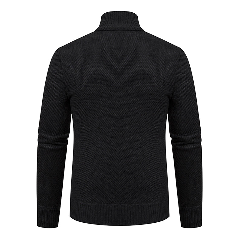 Men's Textured Knit Zip Knit Cardigan with Side Pockets – view 8