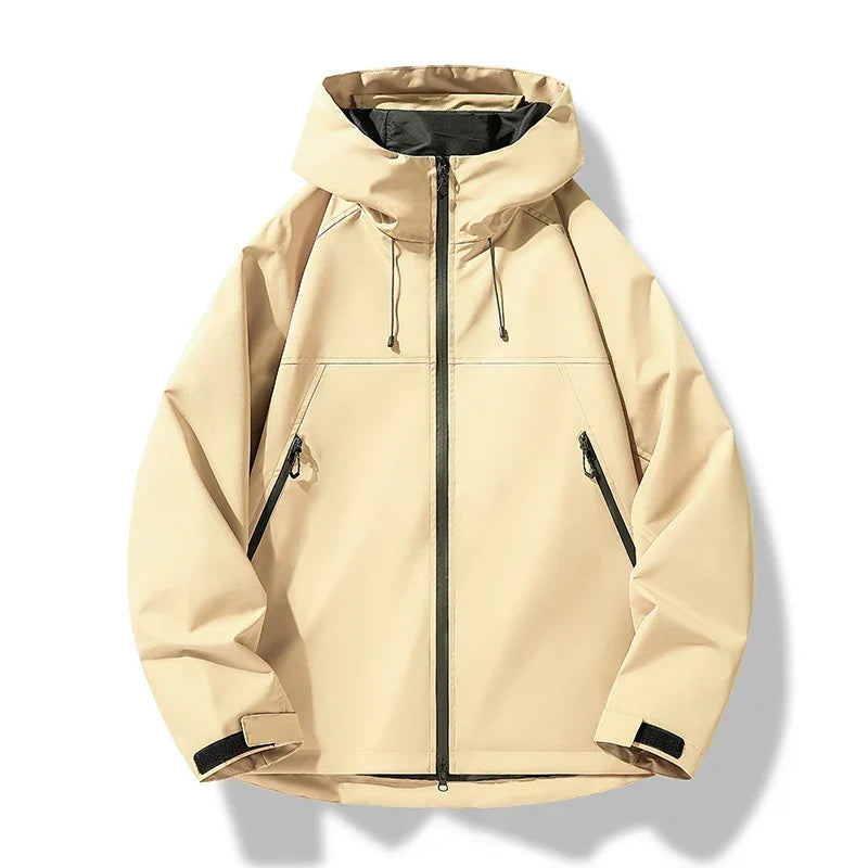 Men's Hood-Detail Weatherproof Rain Jacket – Light Yellow