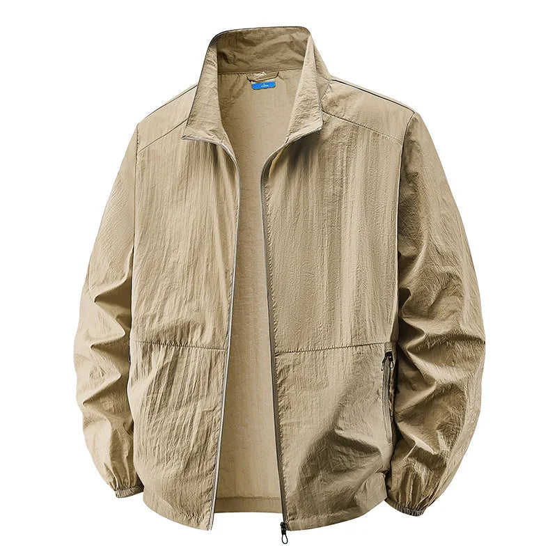 Men's Light-Weight Full-Zip Collar Jacket – Khaki