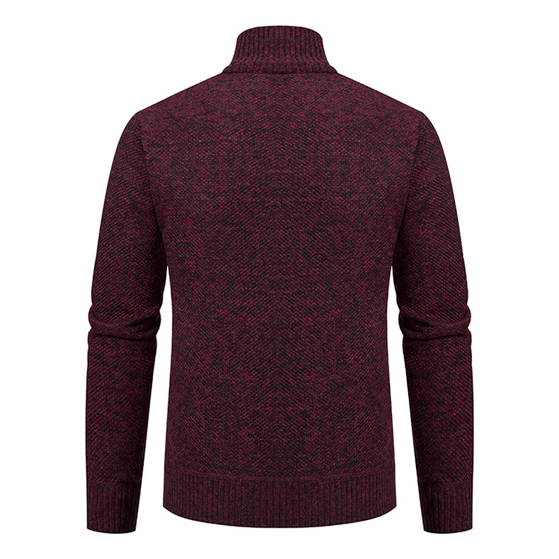 Men's Textured Knit Zip Knit Cardigan with Side Pockets – view 7