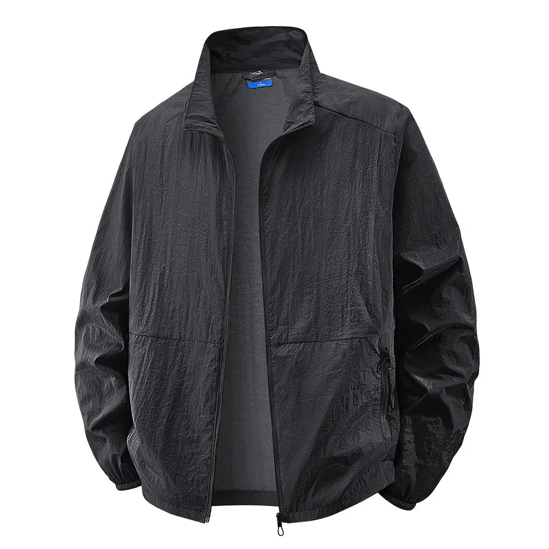 Men's Light-Weight Full-Zip Collar Jacket – Black
