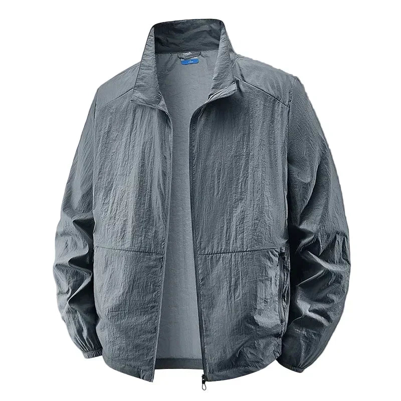 Men's Light-Weight Full-Zip Collar Jacket – Dark Gray