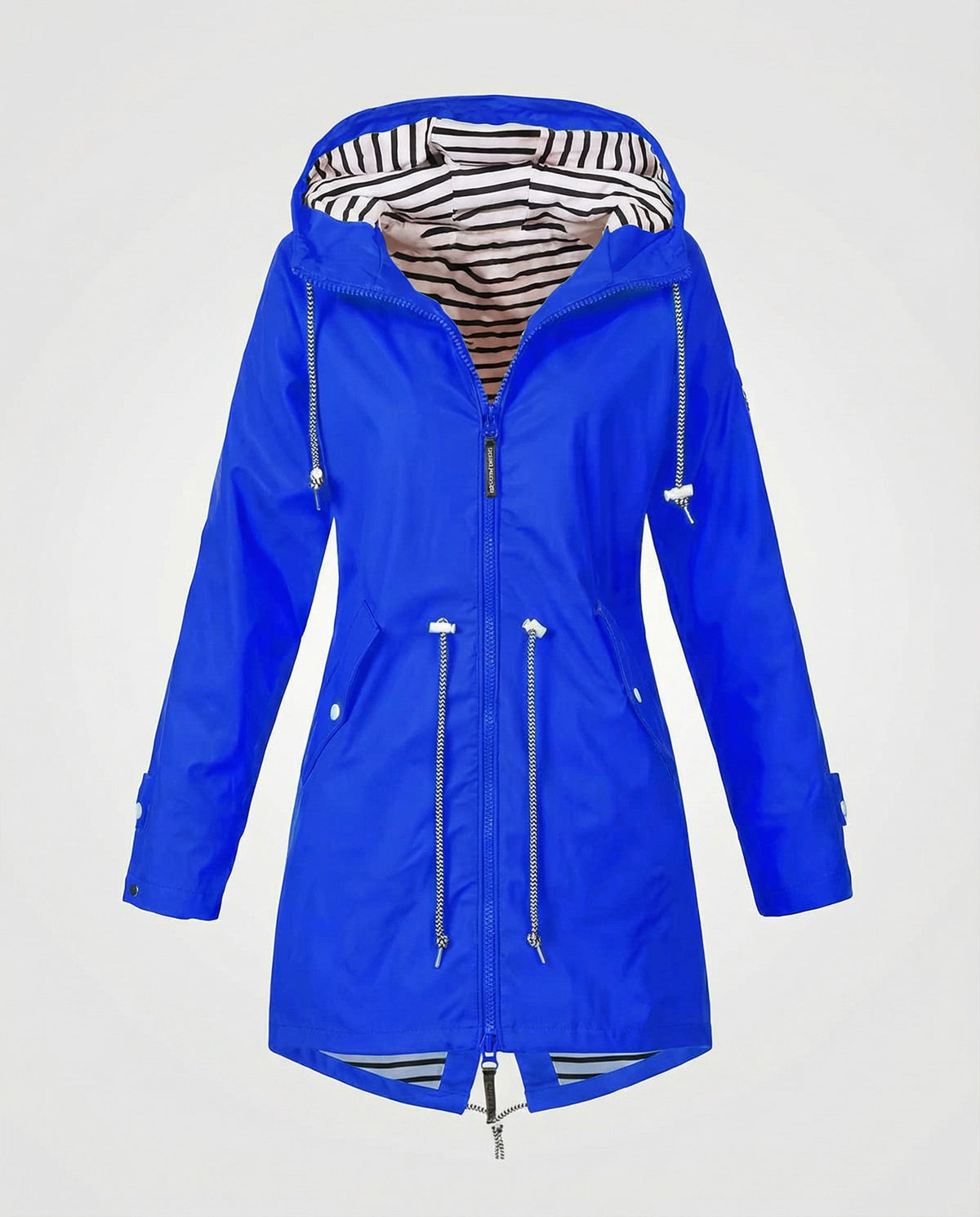 Women's Water-Repellent Hood-Detail Raincoat – Blue
