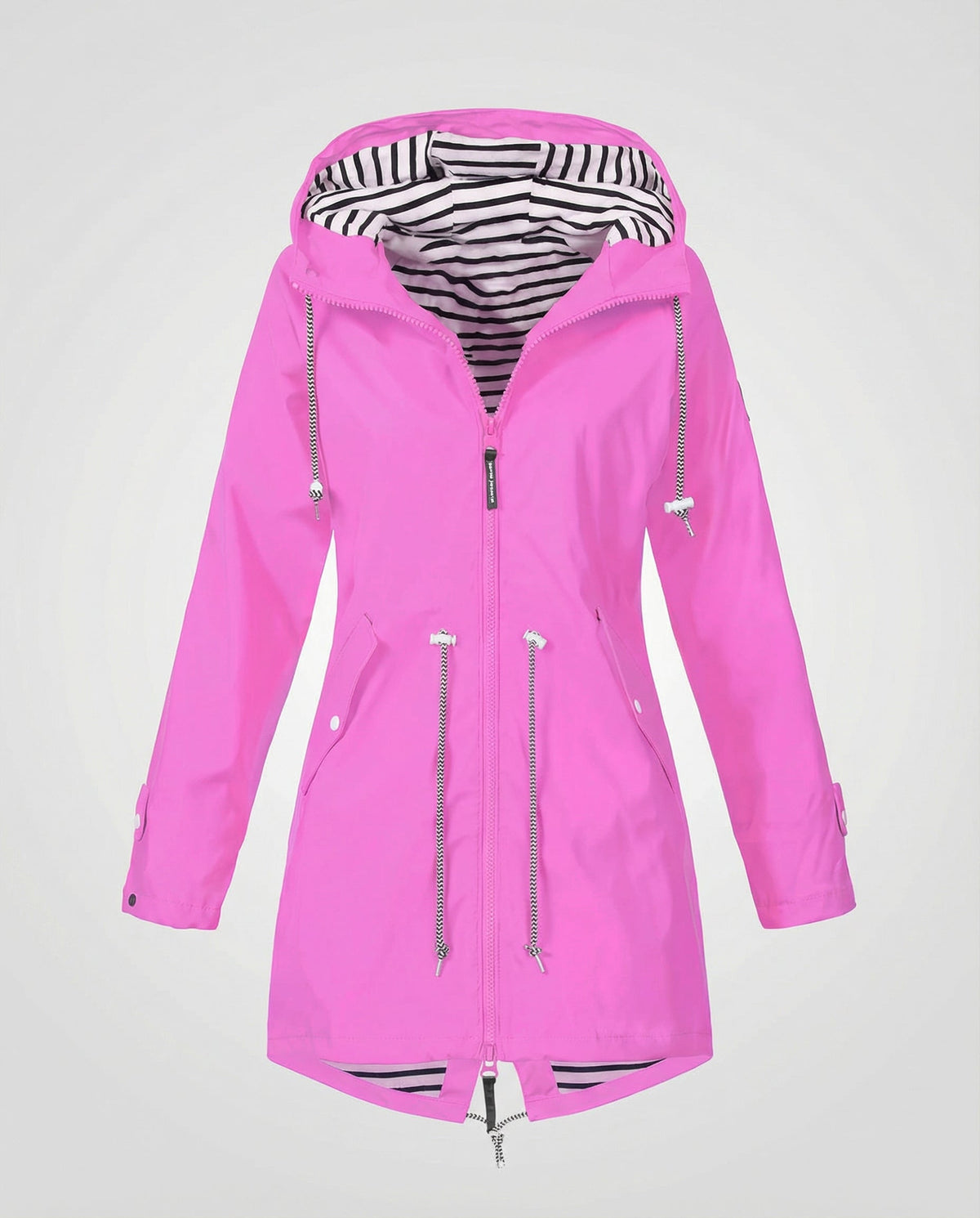 Women's Water-Repellent Hood-Detail Raincoat – Pink