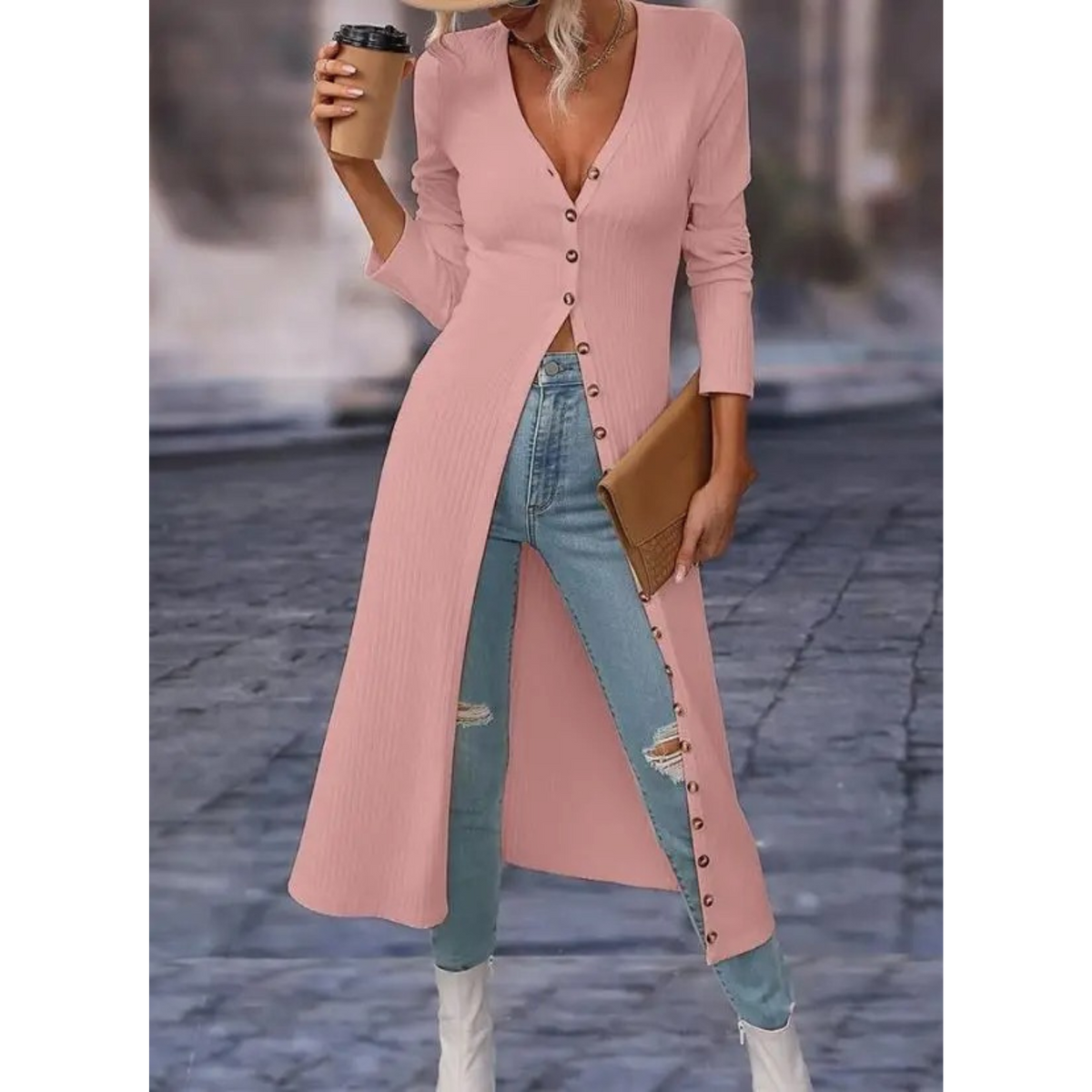 Women's Longline V-Neckline Button-Front Jacket – view 6