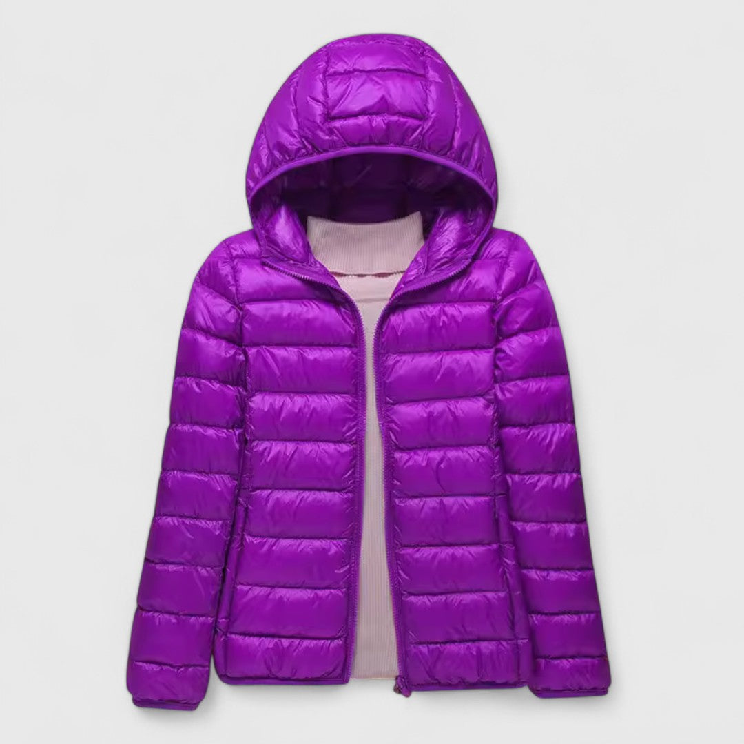 Women's Ultra-Light Hood-Detail Padded Jacket – Purple