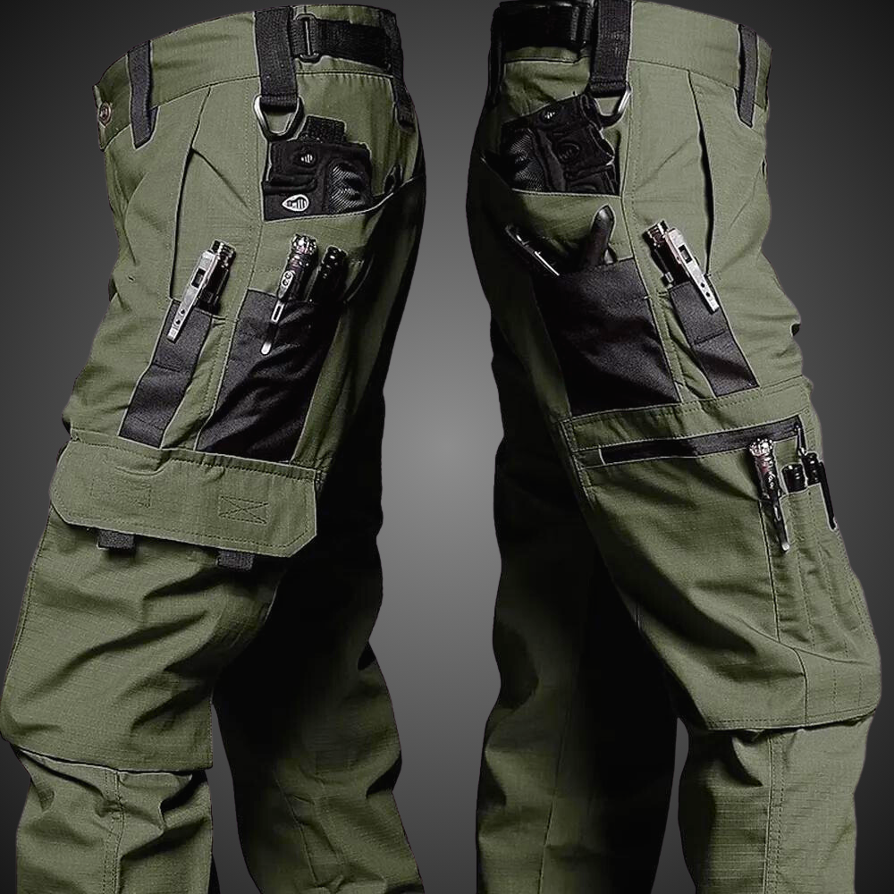 Men's Camouflage Ripstop-Weave Cargo Pants for Outdoor Wear – Olive Green