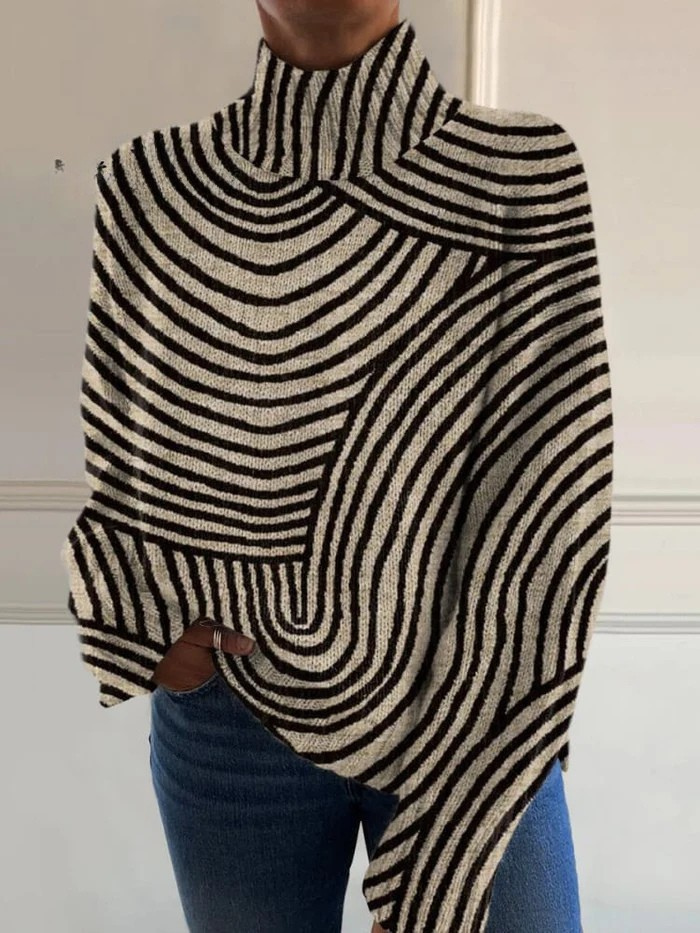 Women's Bold Stripe-Detail Roll-Neck Knit Pullover – Multicolor