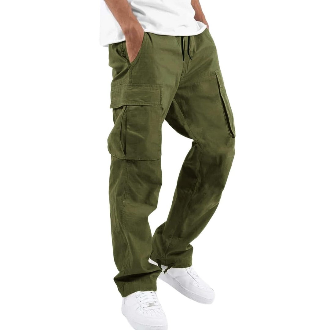 Men's Loose-Fit Cargo Trousers – Army Green