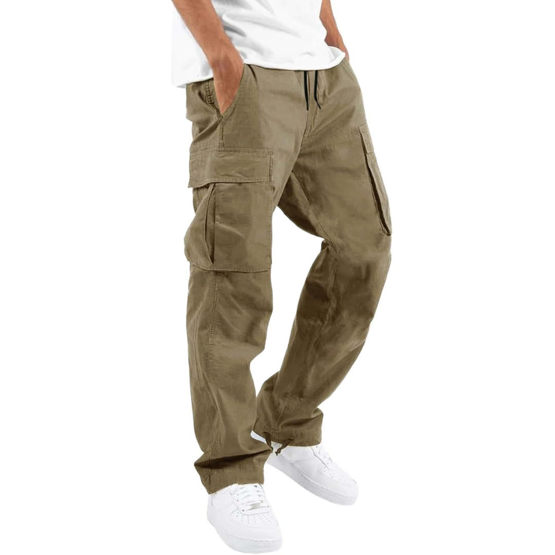Men's Loose-Fit Cargo Trousers – Olive Green