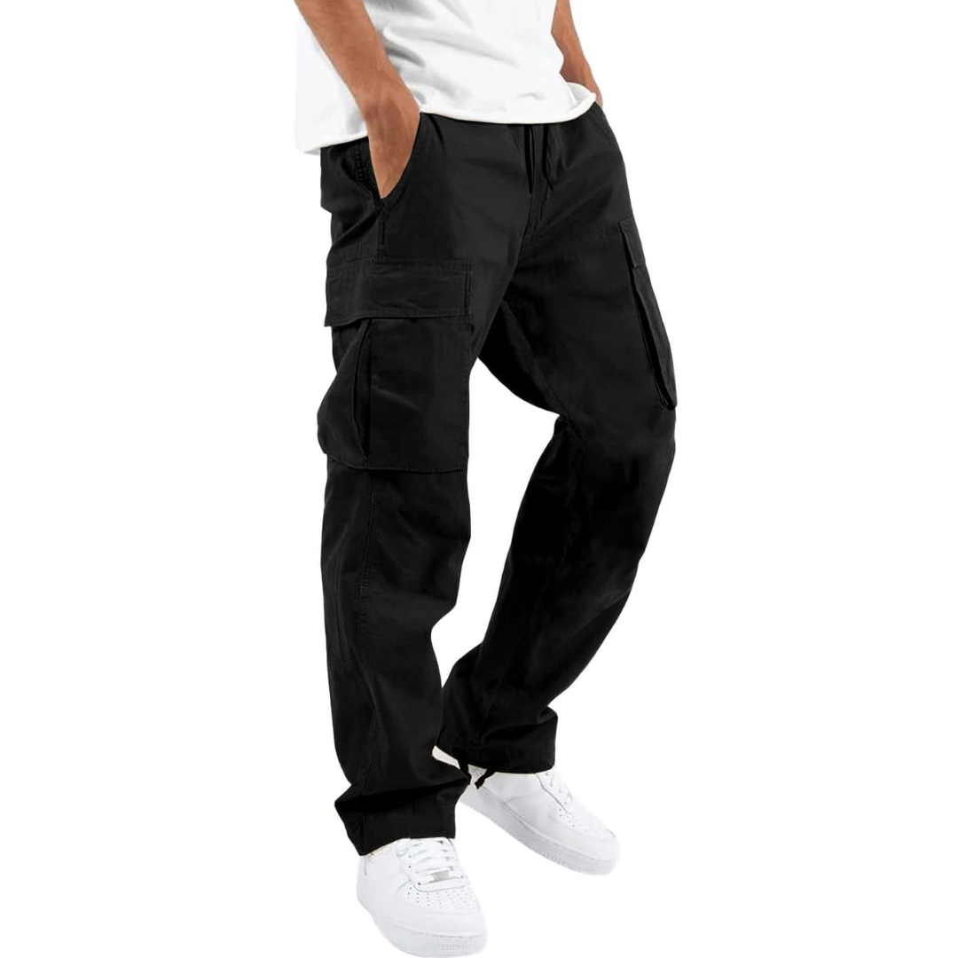 Men's Loose-Fit Cargo Trousers – Black