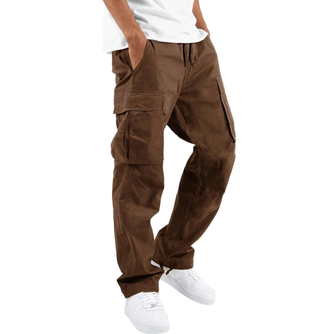 Men's Loose-Fit Cargo Trousers – Brown