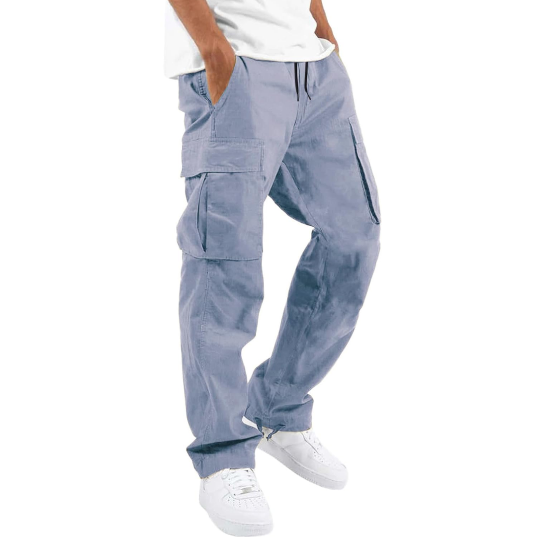 Men's Loose-Fit Cargo Trousers – Dusty Blue