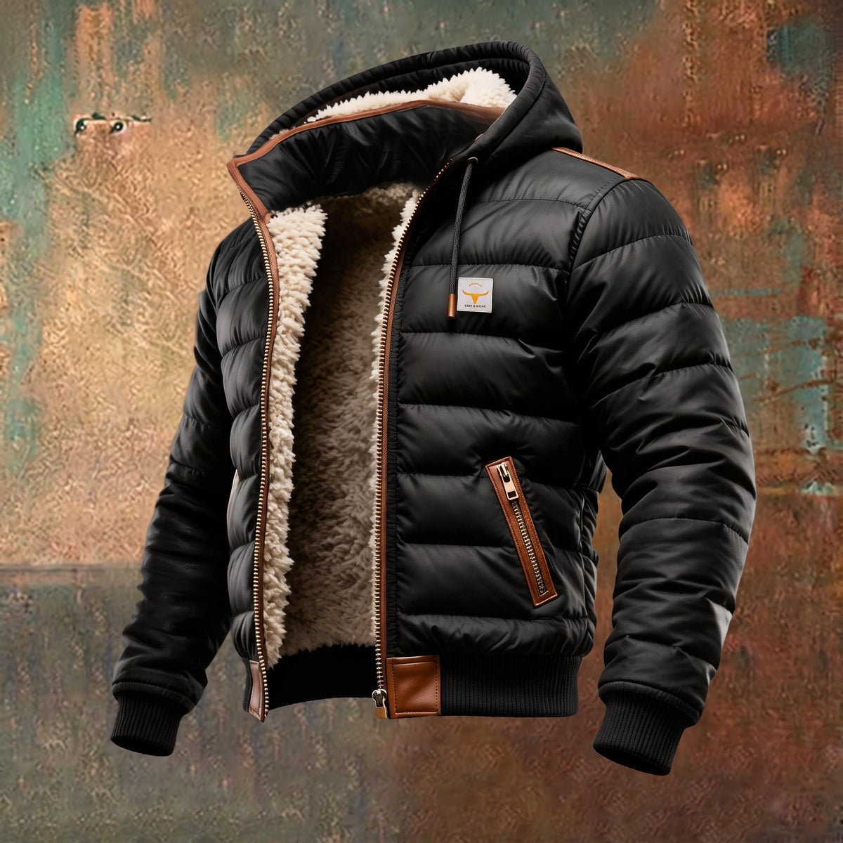 Men's Sherpa-Backed Western Snap-Button Jacket – Black/Cream