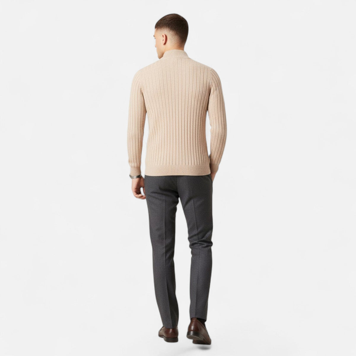 Men's Vertical Rib Half-Zip Knit Pullover – view 6