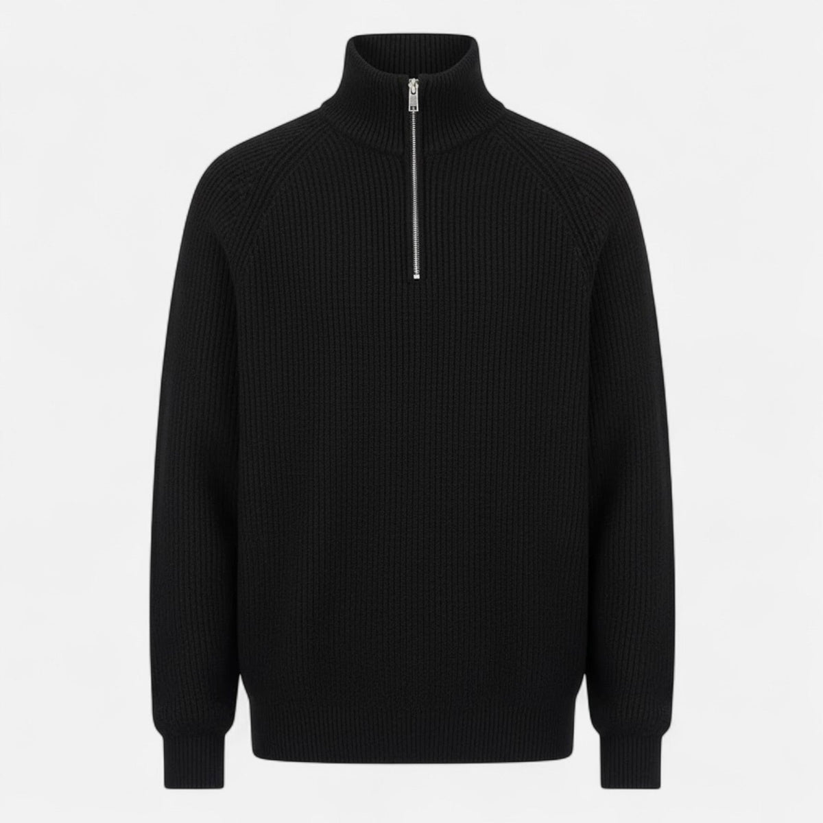 Men's Loose-Fit Fine Knit Pullover – Black