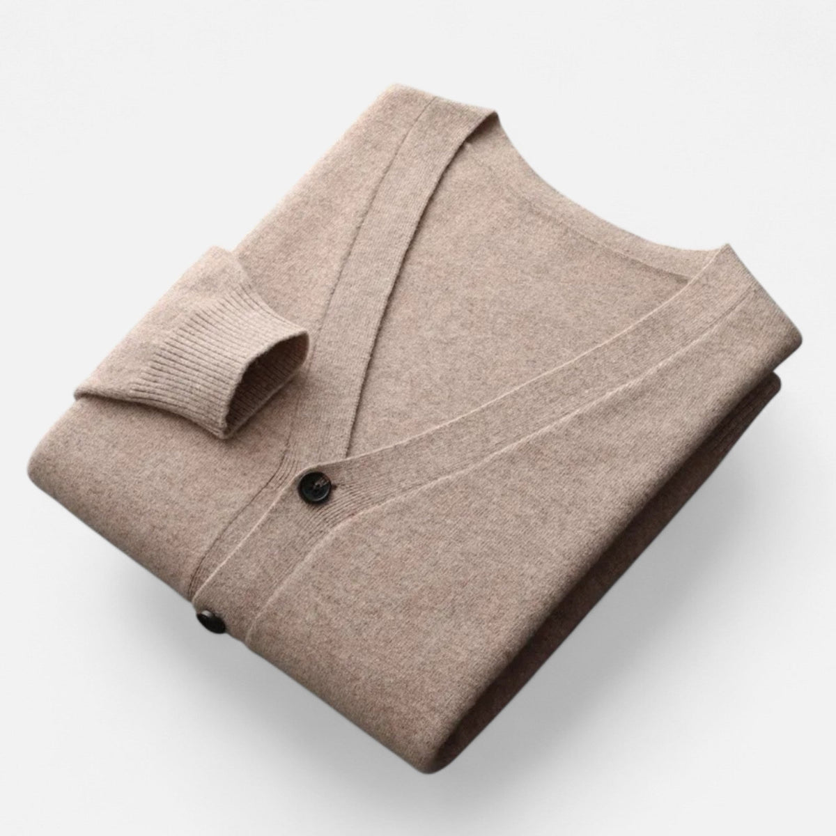 Men's Wool-Blend V-Neckline Knit Cardigan – Camel