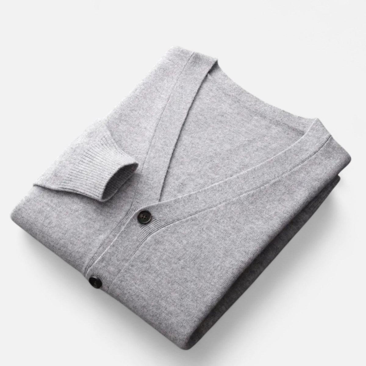Men's Wool-Blend V-Neckline Knit Cardigan – Light Gray