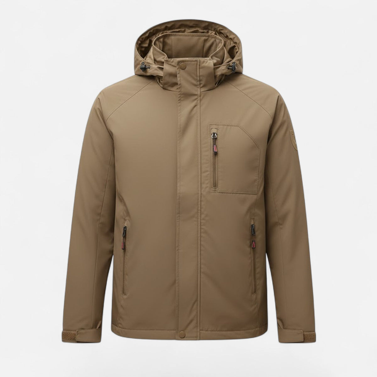 Men's Solid-Tone Stand-Collar Outdoor Jacket for Winter – Khaki