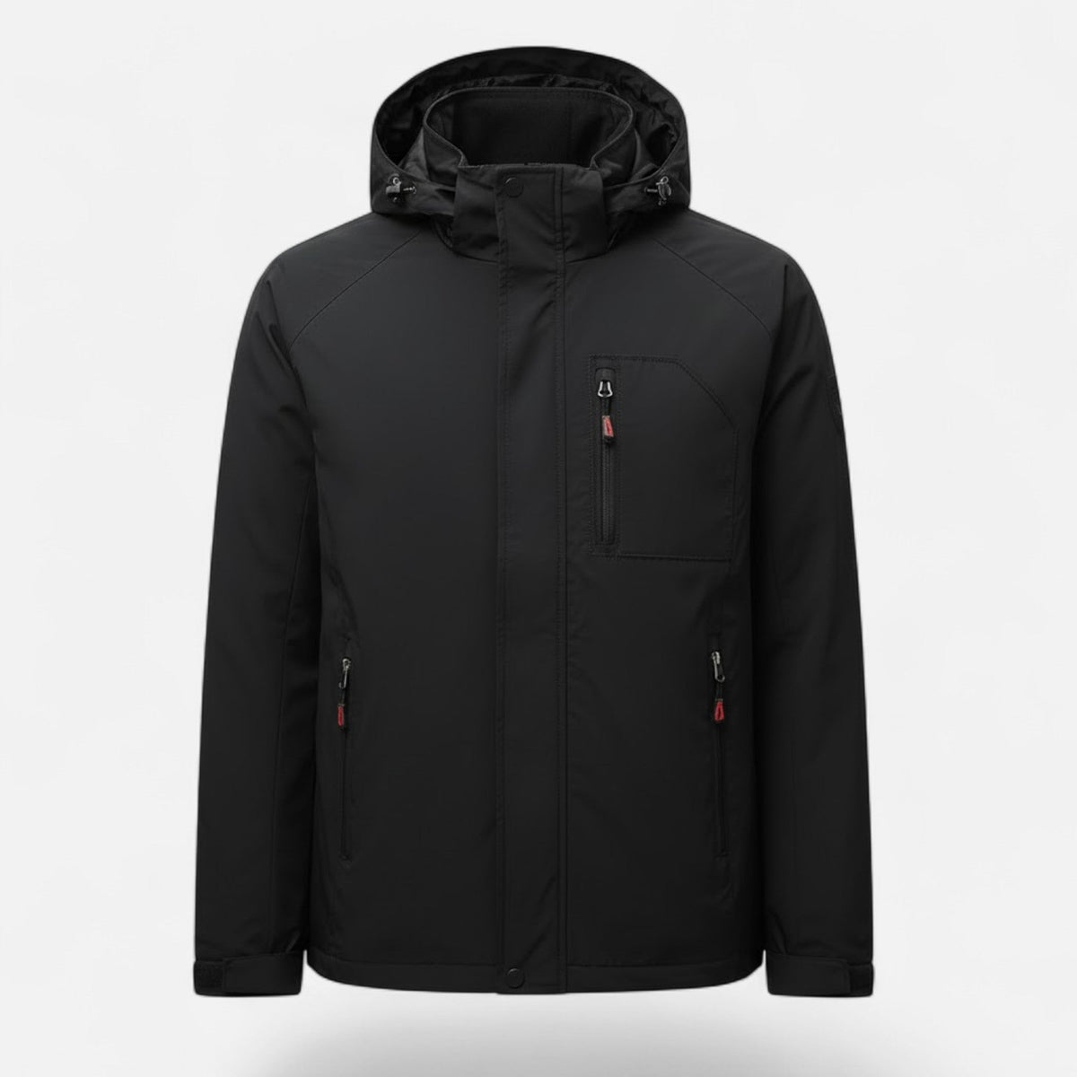 Men's Solid-Tone Stand-Collar Outdoor Jacket for Winter – Black