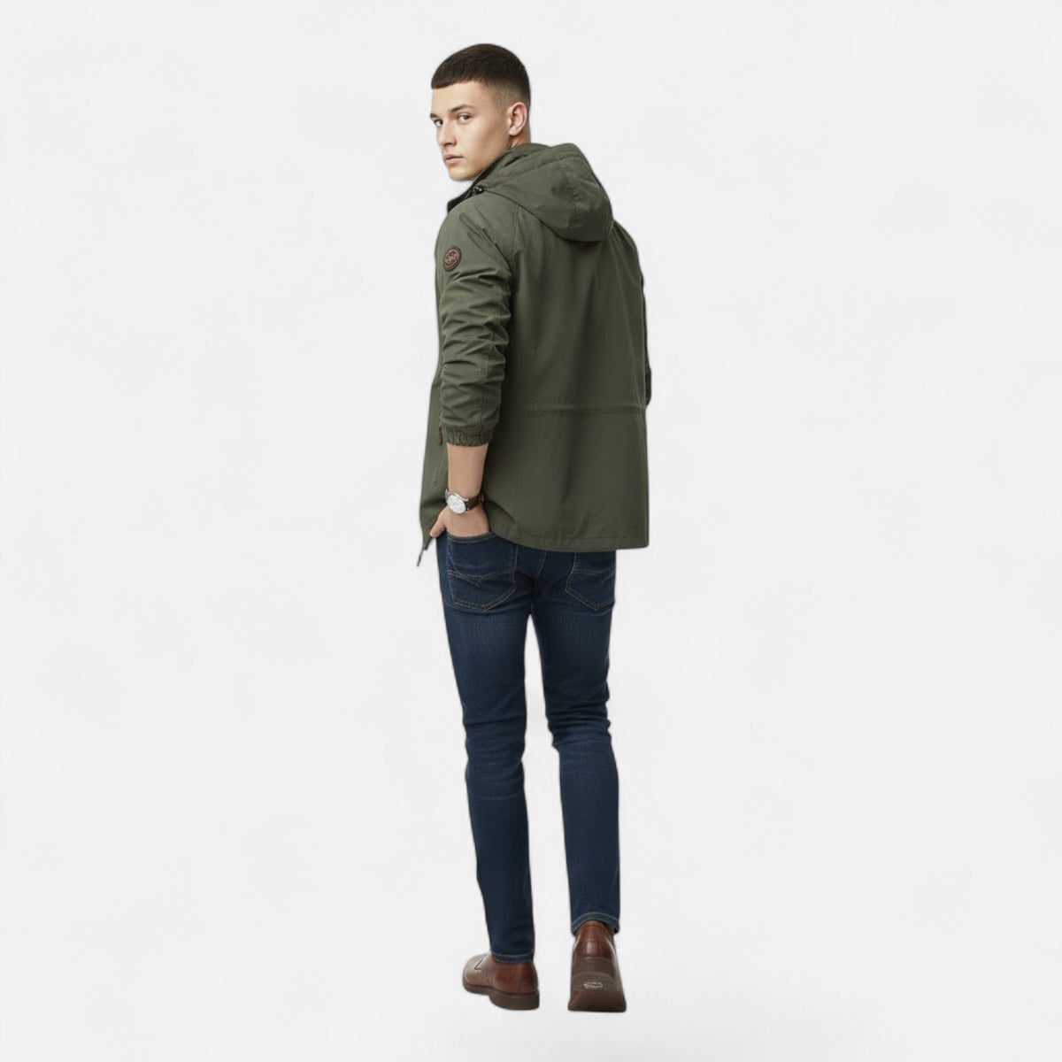 Men's Solid-Tone Stand-Collar Outdoor Jacket for Winter – view 3