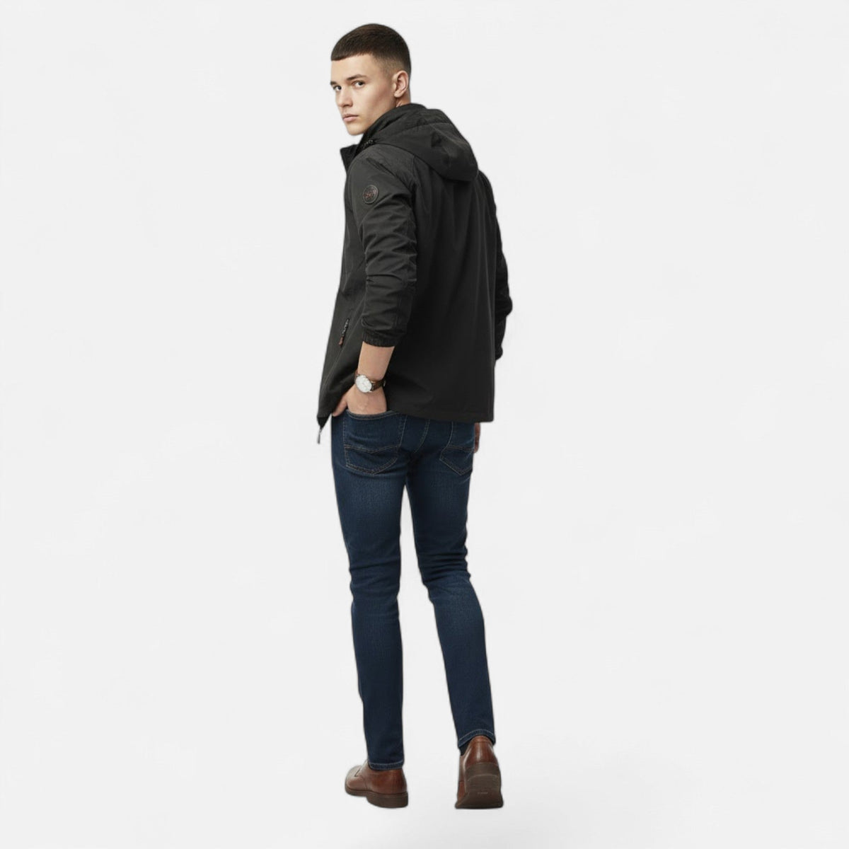 Men's Solid-Tone Stand-Collar Outdoor Jacket for Winter – view 6