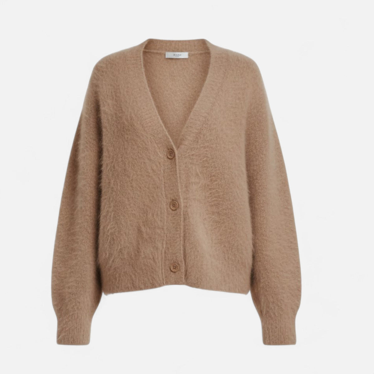Women's Loose V-Neckline Button-Front Knit Cardigan – Khaki