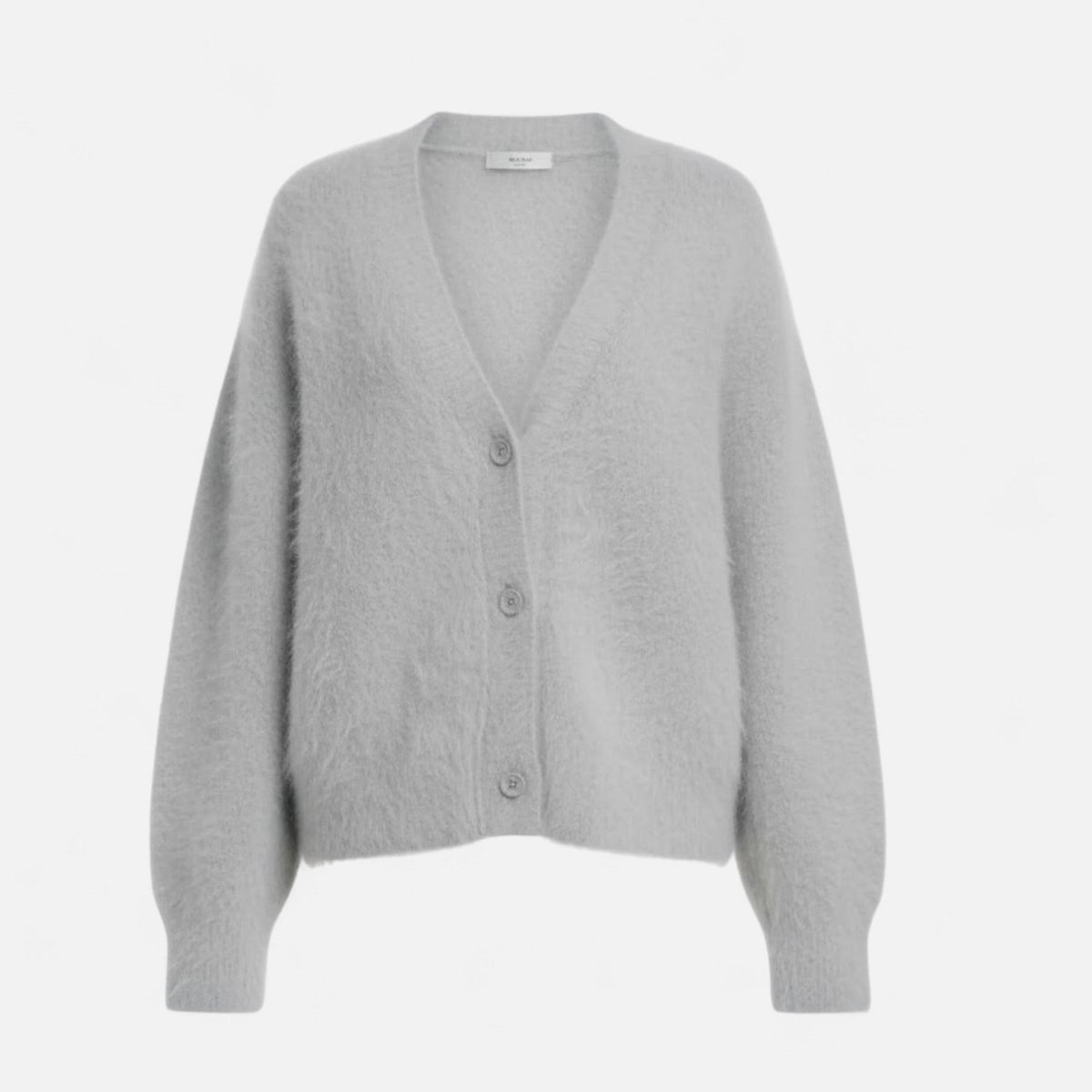 Women's Loose V-Neckline Button-Front Knit Cardigan – Light Gray