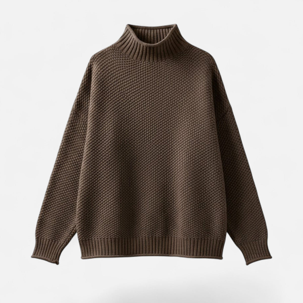 Women's Plus-Size Mock-Neck Loose Knit Pullover for Winter – Coffee