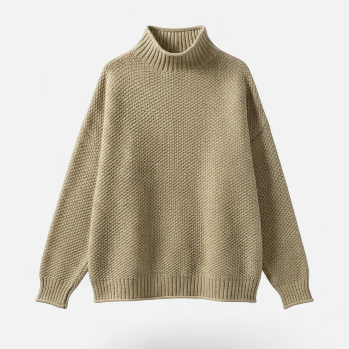 Women's Plus-Size Mock-Neck Loose Knit Pullover for Winter – Khaki