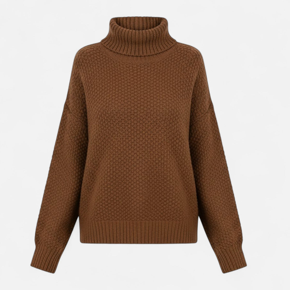 Women's Wool-Blend Roll-Neck Pullover – Brown