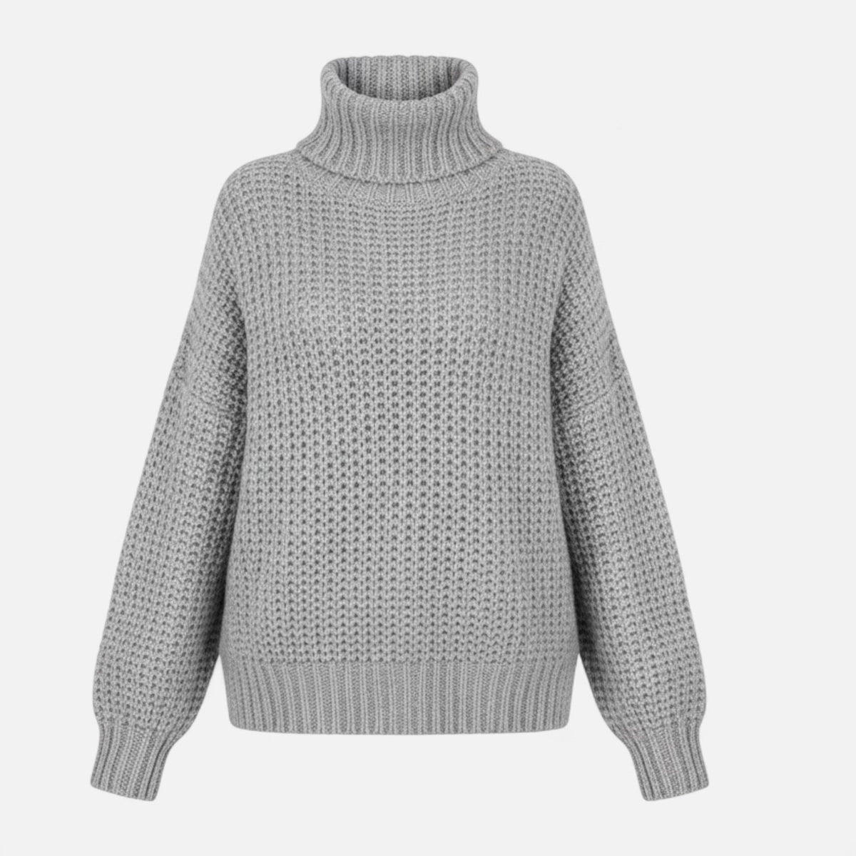 Women's Wool-Blend Roll-Neck Pullover – Gray