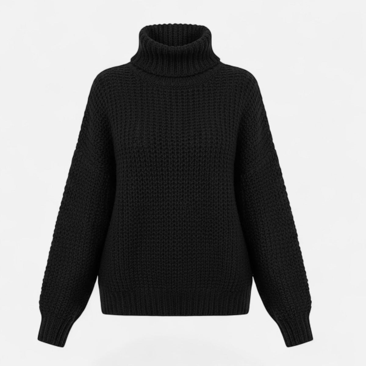Women's Wool-Blend Roll-Neck Pullover – Black
