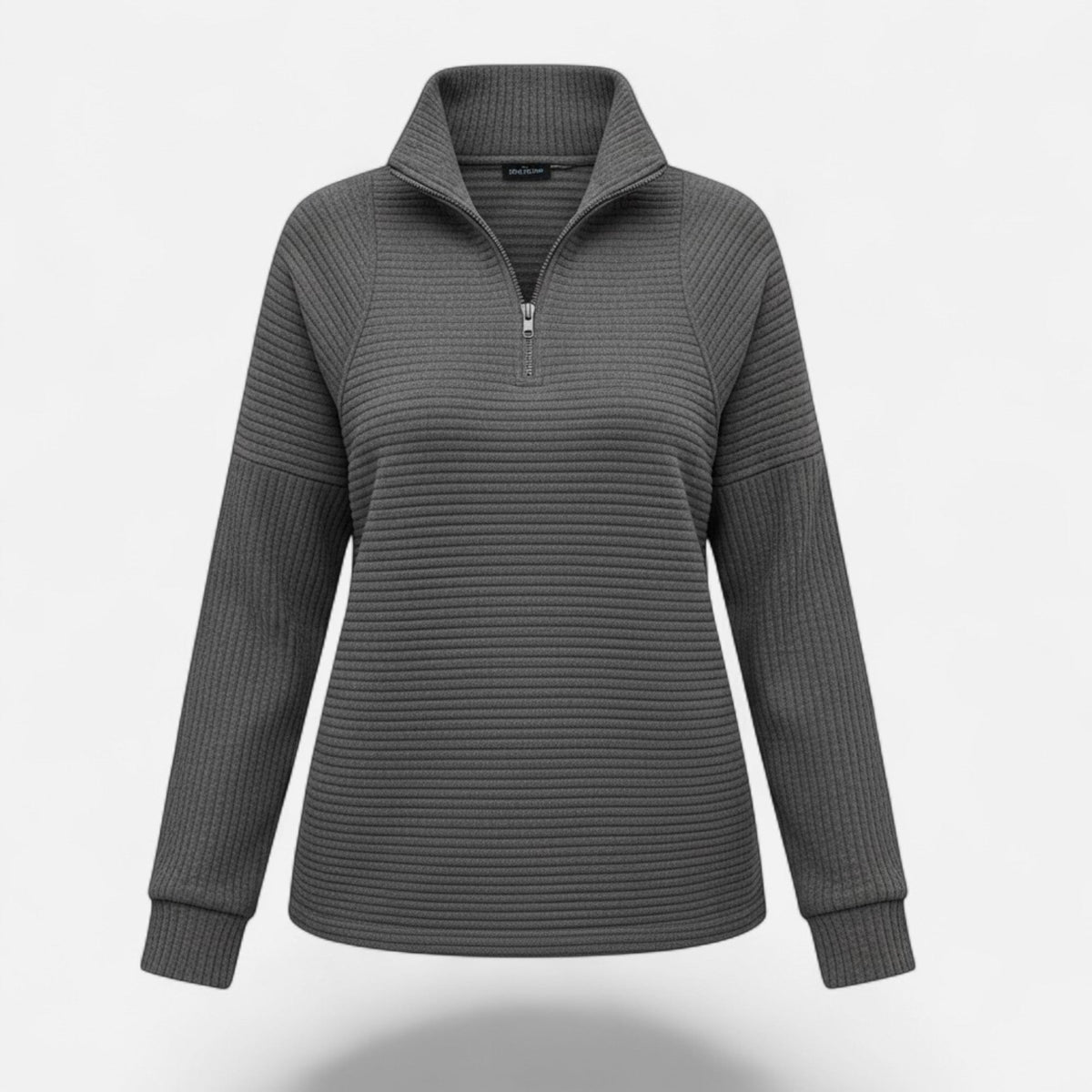 Women's Zip Stand-Collar Knit Sweater – Gray