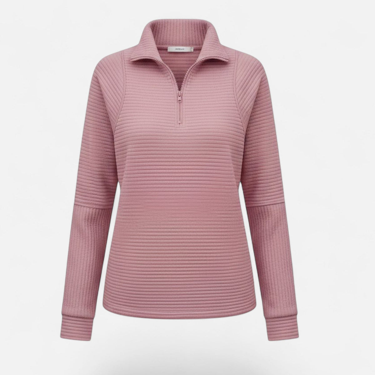 Women's Zip Stand-Collar Knit Sweater – Dark Pink