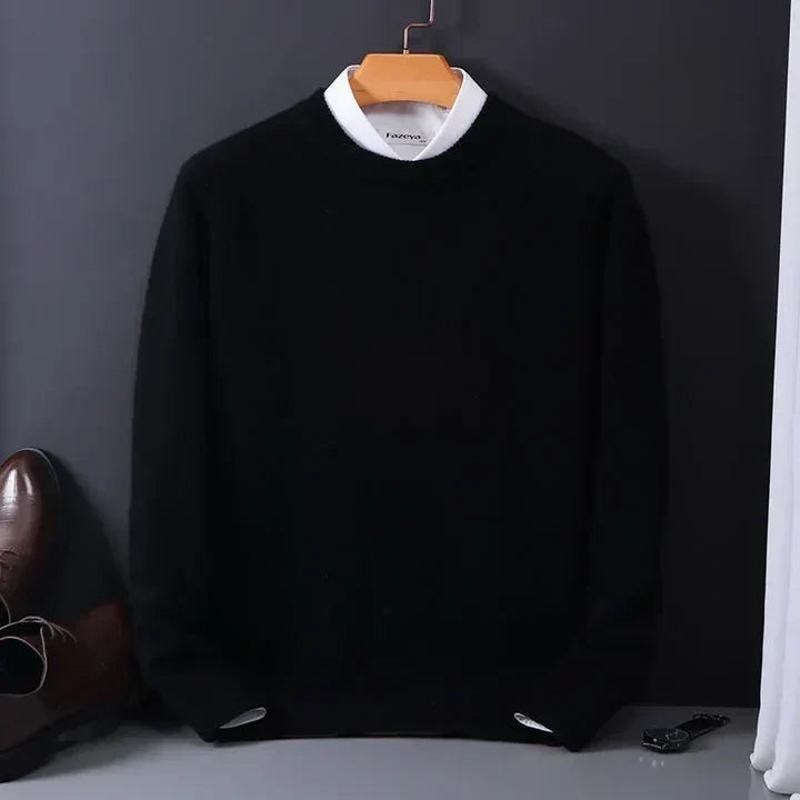 Men's Plush Knit Crewneck Pullover – Black
